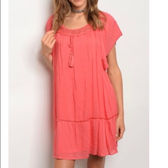 🎉HP 04/30/20! 🥂 Coral Pink Boho Dress - Picture 3 of 4